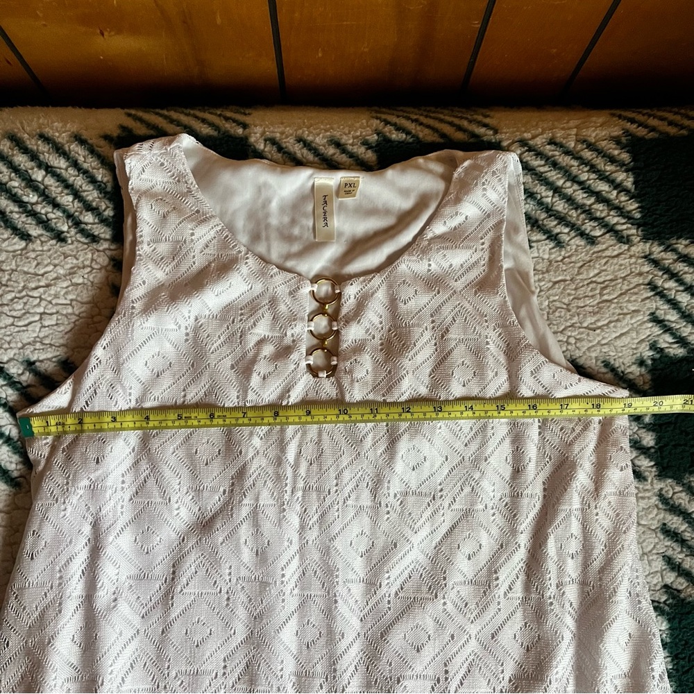 TACERA White Sleeveless Dress with Gold Ring Accent - Picture 7 of 10